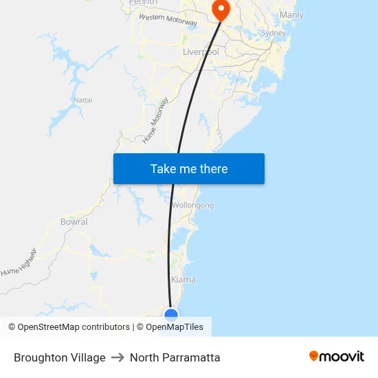 Broughton Village to North Parramatta map
