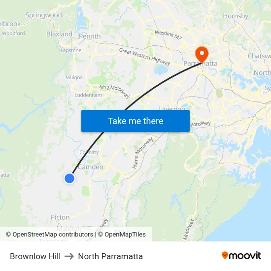Brownlow Hill to North Parramatta map