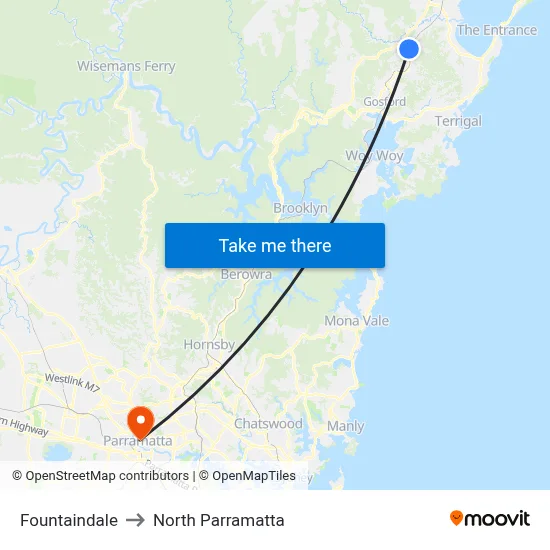 Fountaindale to North Parramatta map