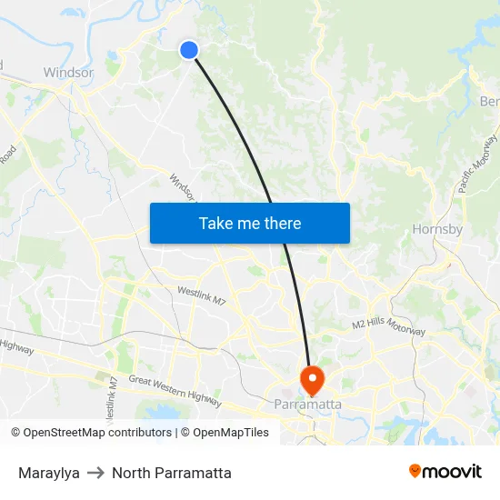 Maraylya to North Parramatta map