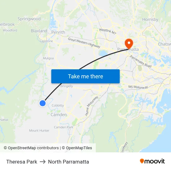 Theresa Park to North Parramatta map
