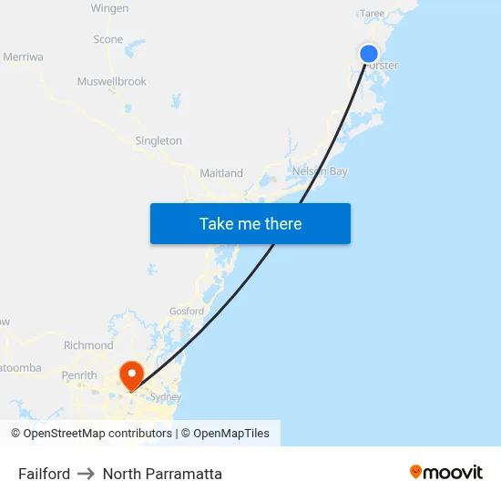 Failford to North Parramatta map