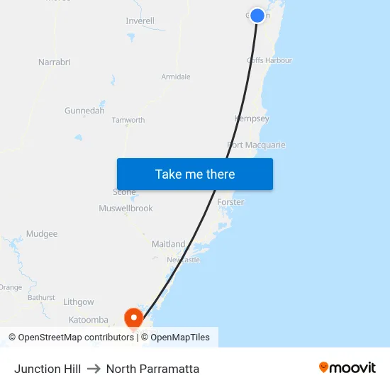 Junction Hill to North Parramatta map