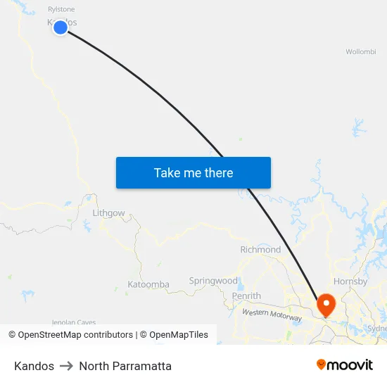 Kandos to North Parramatta map