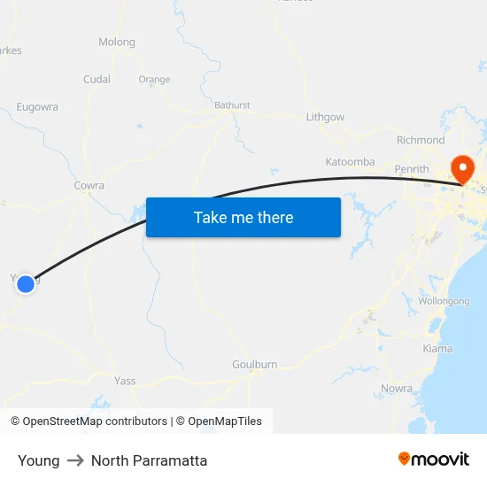 Young to North Parramatta map