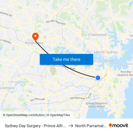 Sydney Day Surgery - Prince Alfred to North Parramatta map