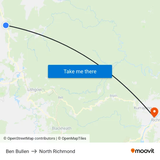 Ben Bullen to North Richmond map