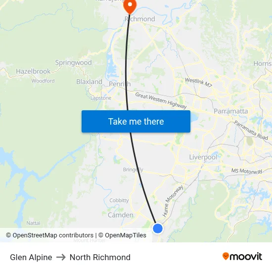 Glen Alpine to North Richmond map