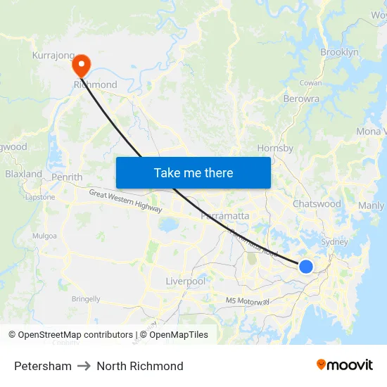 Petersham to North Richmond map