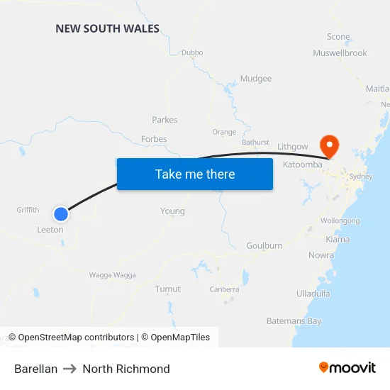 Barellan to North Richmond map