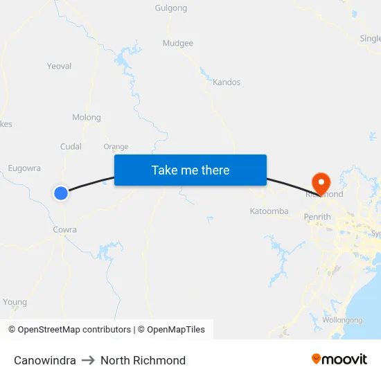Canowindra to North Richmond map