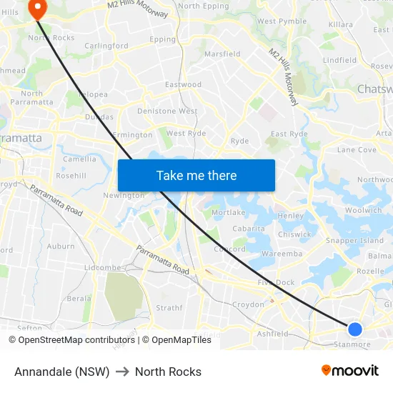 Annandale (NSW) to North Rocks map