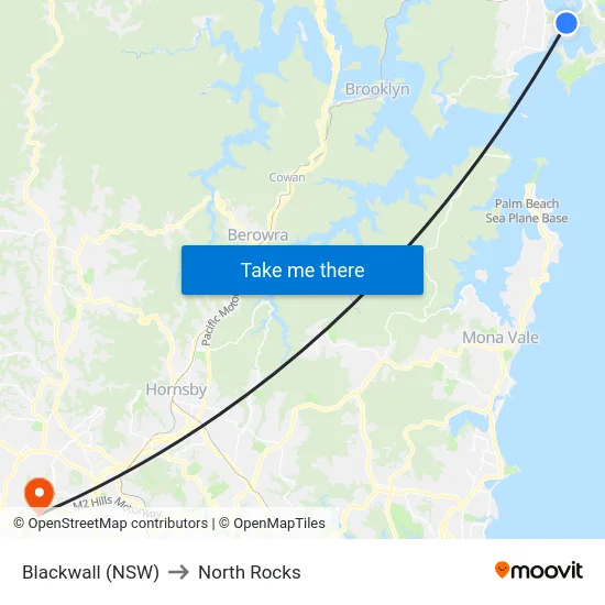 Blackwall (NSW) to North Rocks map
