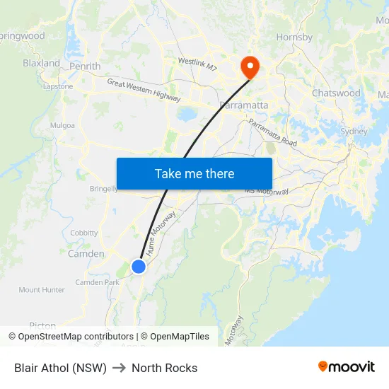 Blair Athol (NSW) to North Rocks map