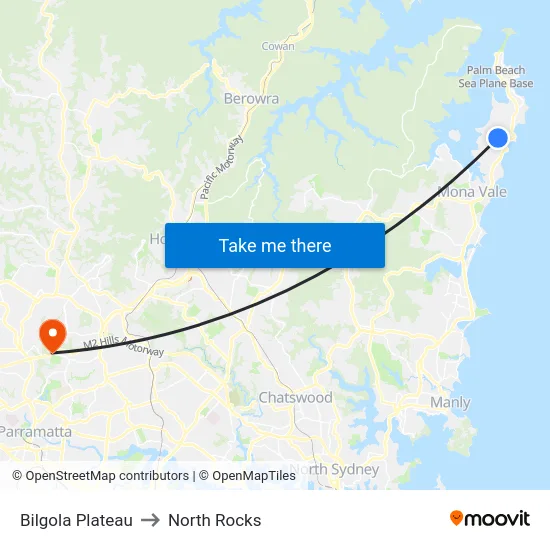 Bilgola Plateau to North Rocks map