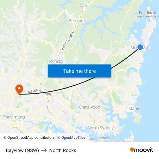 Bayview (NSW) to North Rocks map