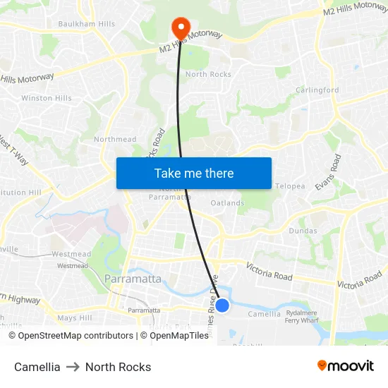 Camellia to North Rocks map