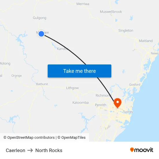 Caerleon to North Rocks map