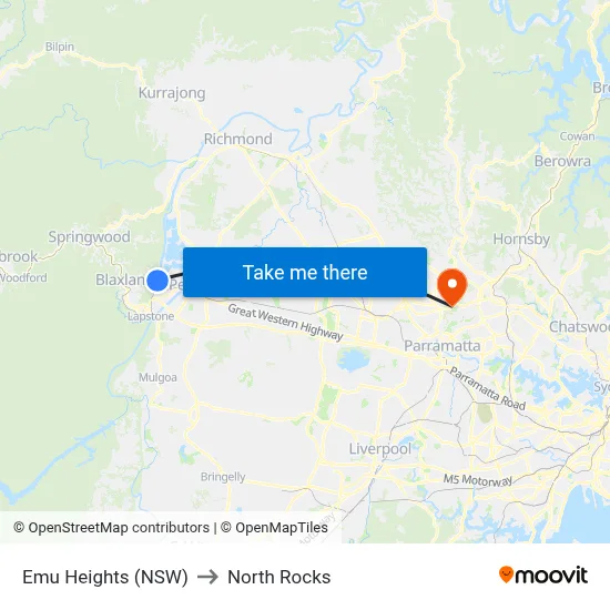 Emu Heights (NSW) to North Rocks map