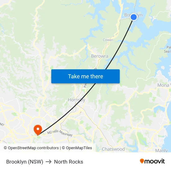 Brooklyn (NSW) to North Rocks map