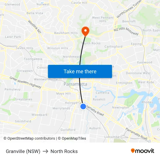 Granville (NSW) to North Rocks map