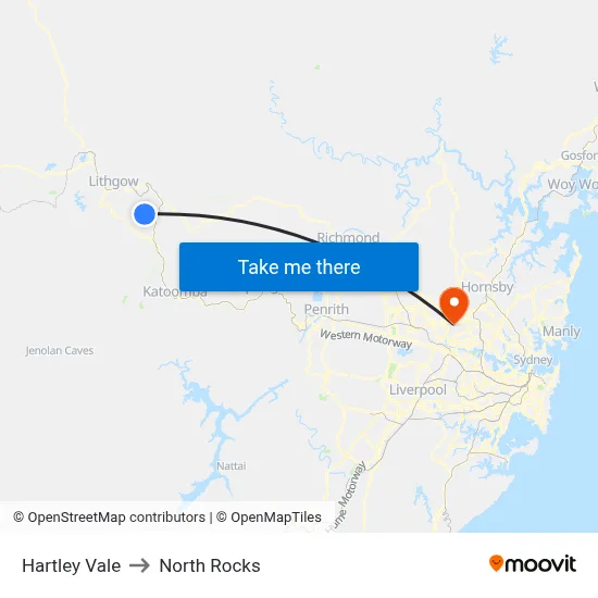 Hartley Vale to North Rocks map