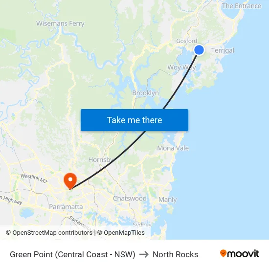 Green Point (Central Coast - NSW) to North Rocks map