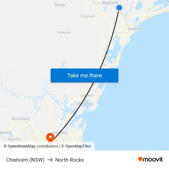 Chisholm (NSW) to North Rocks map