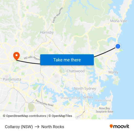 Collaroy (NSW) to North Rocks map