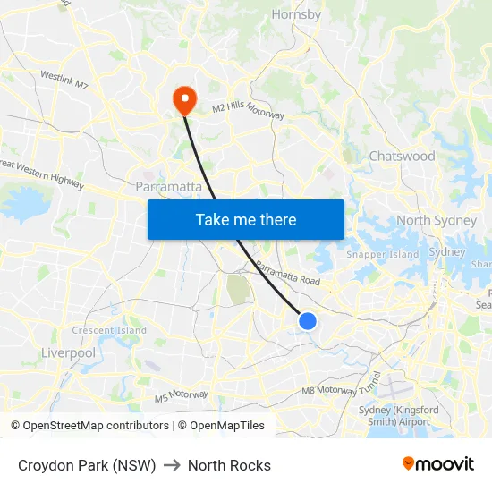 Croydon Park (NSW) to North Rocks map