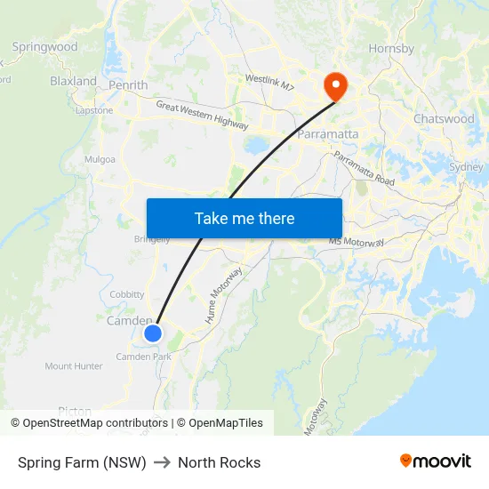 Spring Farm (NSW) to North Rocks map