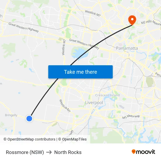 Rossmore (NSW) to North Rocks map