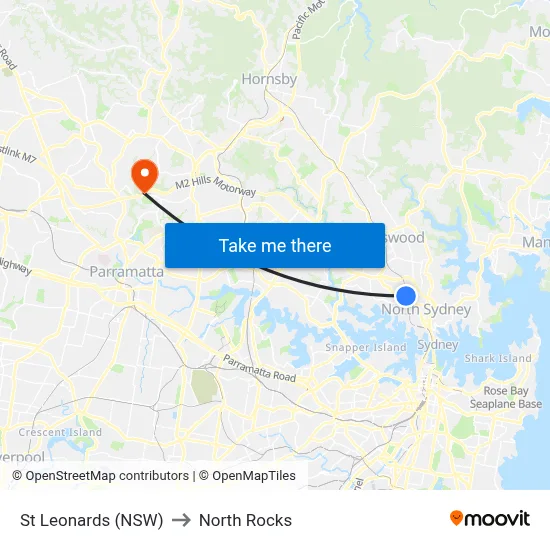 St Leonards (NSW) to North Rocks map