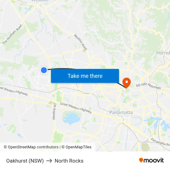 Oakhurst (NSW) to North Rocks map