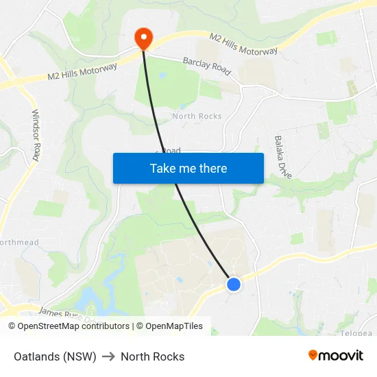 Oatlands (NSW) to North Rocks map