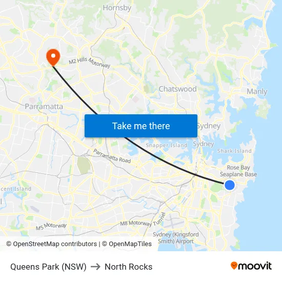 Queens Park (NSW) to North Rocks map