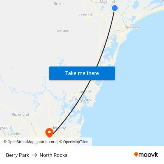 Berry Park to North Rocks map