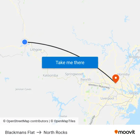 Blackmans Flat to North Rocks map