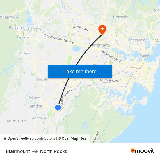 Blairmount to North Rocks map