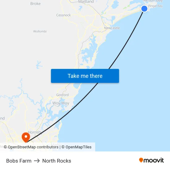 Bobs Farm to North Rocks map