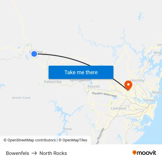 Bowenfels to North Rocks map