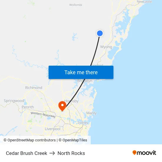 Cedar Brush Creek to North Rocks map