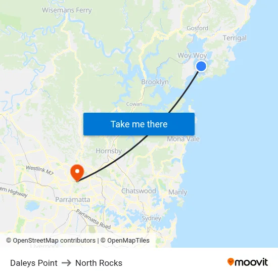 Daleys Point to North Rocks map