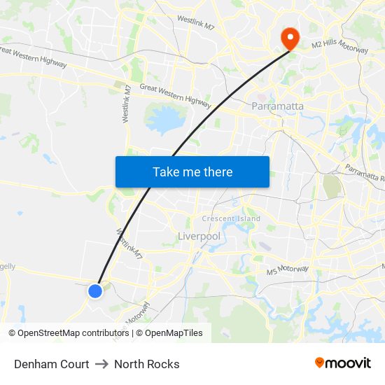 Denham Court to North Rocks map