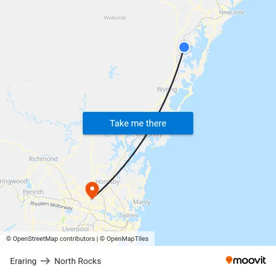 Eraring to North Rocks map