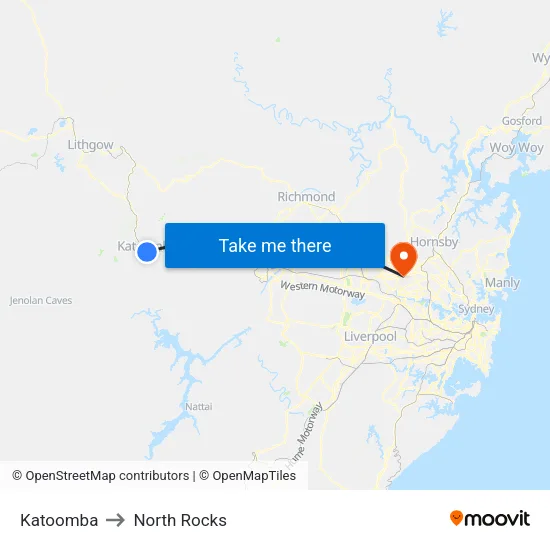 Katoomba to North Rocks map