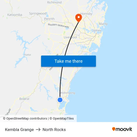 Kembla Grange to North Rocks map