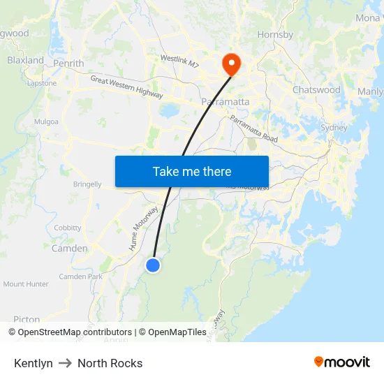 Kentlyn to North Rocks map