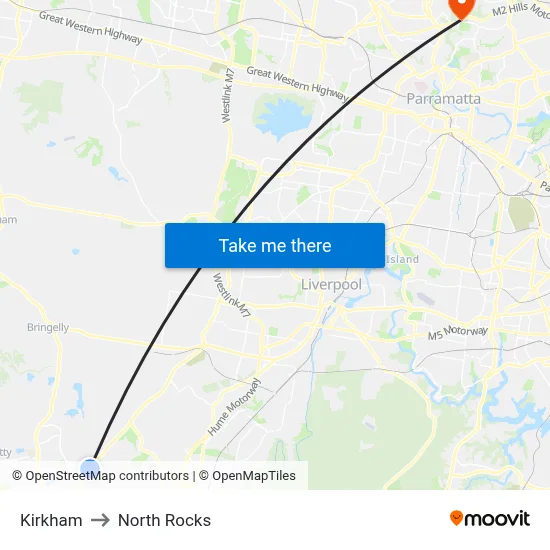 Kirkham to North Rocks map
