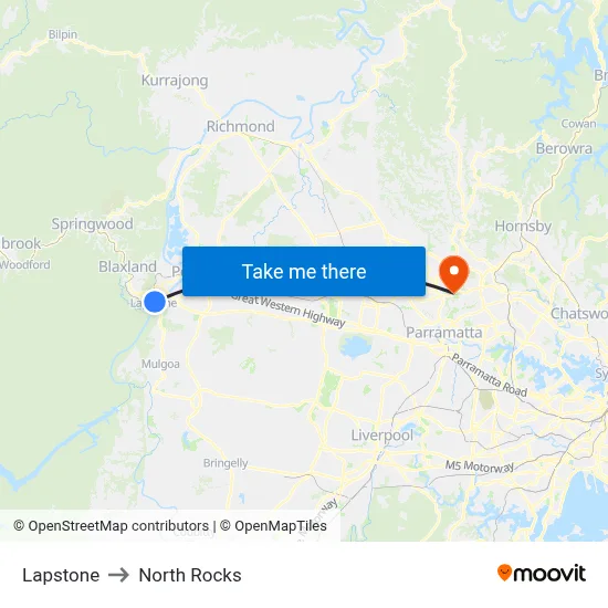 Lapstone to North Rocks map